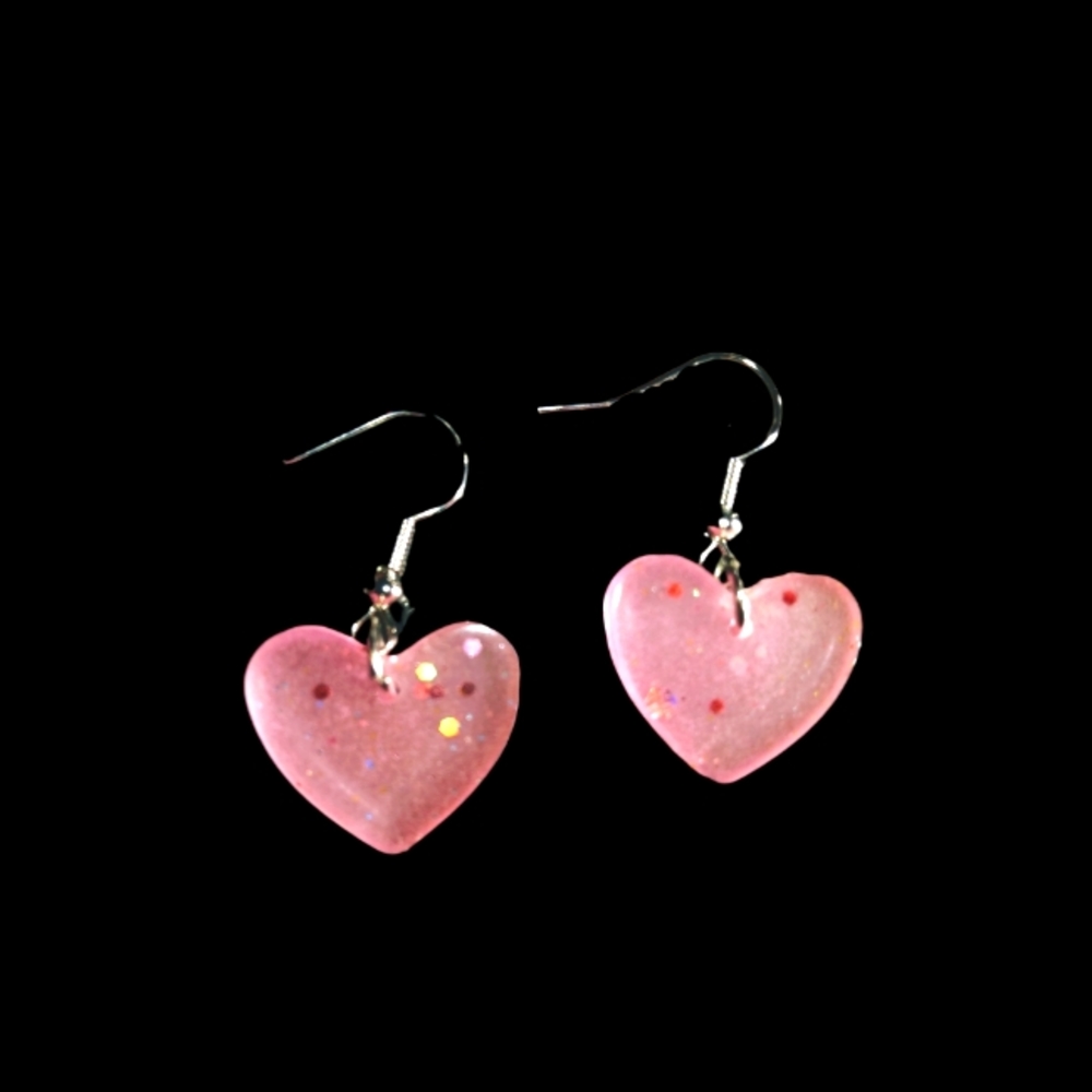 Pink heart earrings